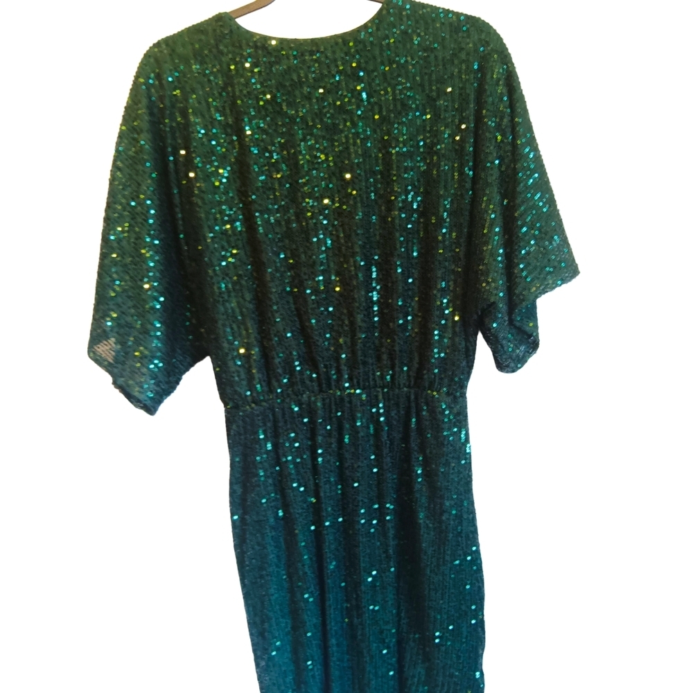 Gilli Emerald Sequin Wrap Dress - image 3